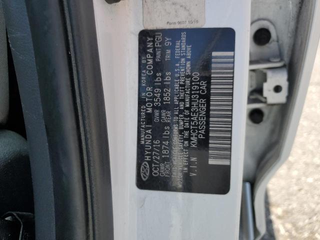 KMHCT5AE3HU319100 - 2017 HYUNDAI ACCENT SE WHITE photo 12