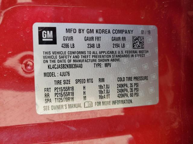 KL4CJASB2KB839440 - 2019 BUICK ENCORE PREFERRED 红色 照片 13