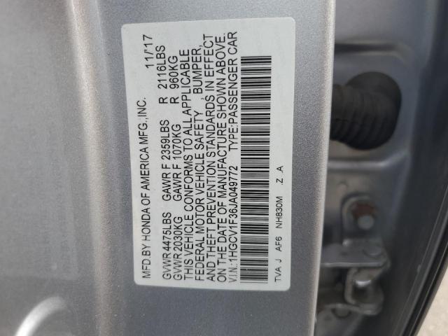 1HGCV1F36JA049772 - 2018 HONDA ACCORD SPORT 银色 照片 13