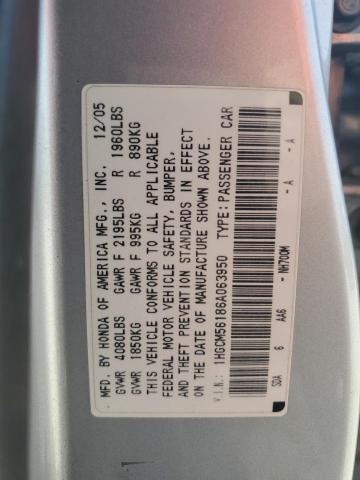 1HGCM56186A063950 - 2006 HONDA ACCORD VALUE SILVER photo 12