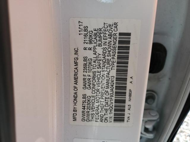 1HGCV1F93JA042413 - 2018 HONDA ACCORD TOURING თეთრი ფოტო 13