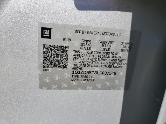 1G1ZD5ST8LF037548 - 2020 CHEVROLET MALIBU LT SILVER photo 12