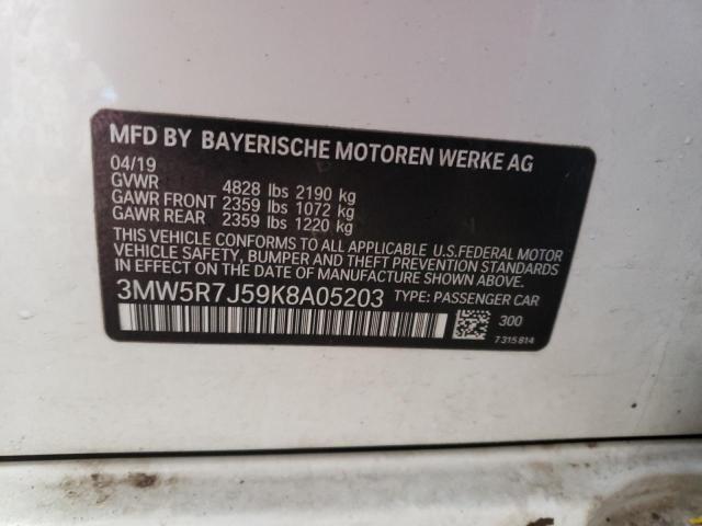 3MW5R7J59K8A05203 - 2019 BMW 330XI Biały zdjęcie 12
