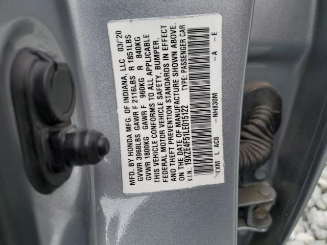 19XZE4F51LE015122 - 2020 HONDA INSIGHT EX SILVER photo 12