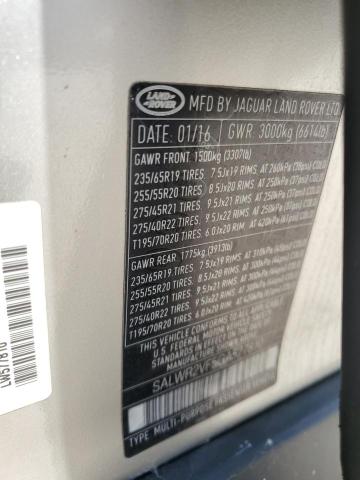 SALWR2VF5GA577810 - 2016 LAND ROVER RANGE ROVE HSE SILVER photo 13