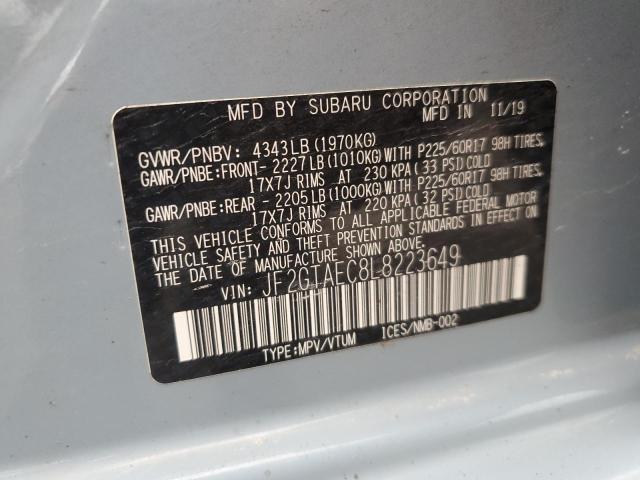 JF2GTAEC8L8223649 - 2020 SUBARU CROSSTREK PREMIUM BLUE photo 13