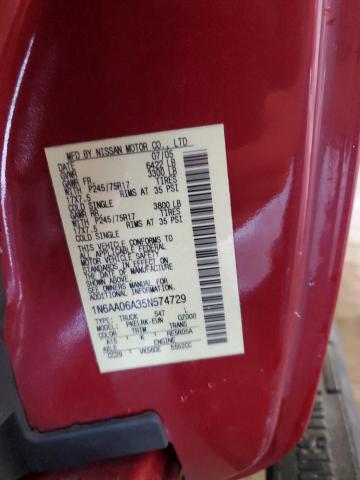 1N6AA06A35N574729 - 2005 NISSAN TITAN XE წითელი ფოტო 13