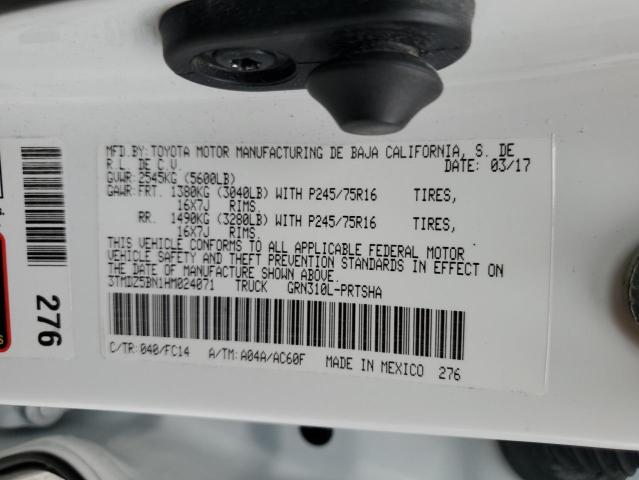3TMDZ5BN1HM024071 - 2017 TOYOTA TACOMA DOUBLE CAB 白色 照片 12