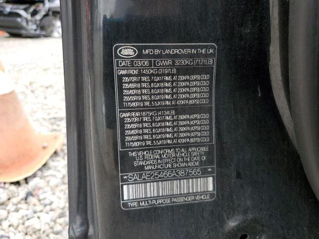 SALAE25466A387565 - 2006 LAND ROVER LR3 SE Qara foto 13