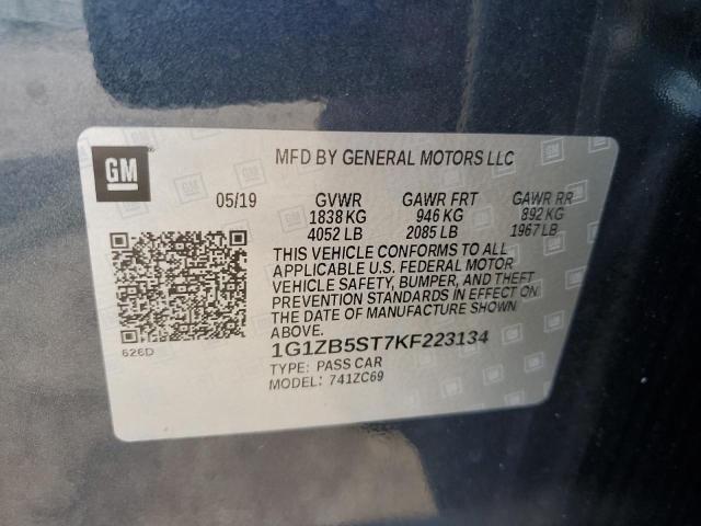 1G1ZB5ST7KF223134 - 2019 CHEVROLET MALIBU LS 蓝色 照片 12