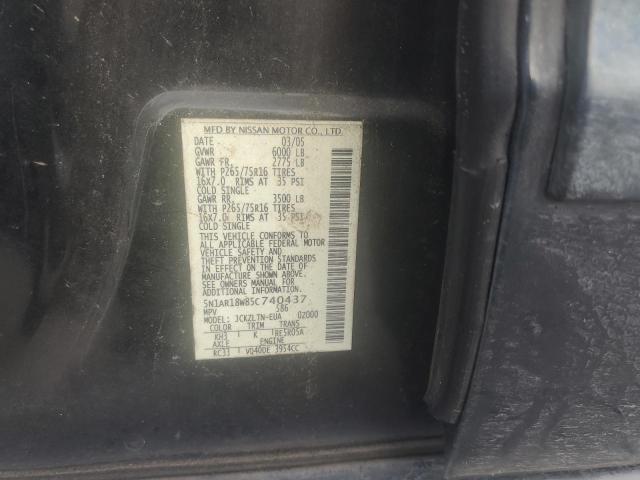5N1AR18W85C740437 - 2005 NISSAN PATHFINDER LE შავი ფოტო 13