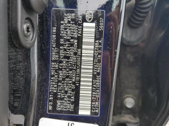 4T1B11HK1JU507366 - 2018 TOYOTA CAMRY L BLACK photo 12