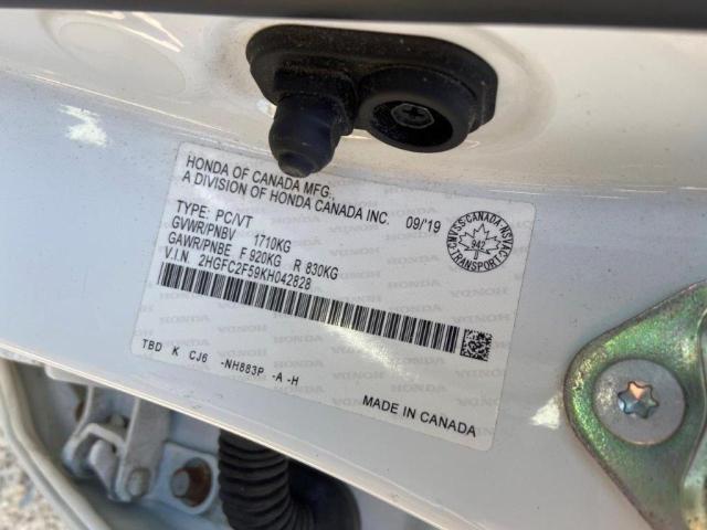 2HGFC2F59KH042828 - 2019 HONDA CIVIC LX 白色 照片 10