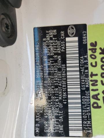 4T1BK1EB9FU184256 - 2015 TOYOTA AVALON XLE WHITE photo 12