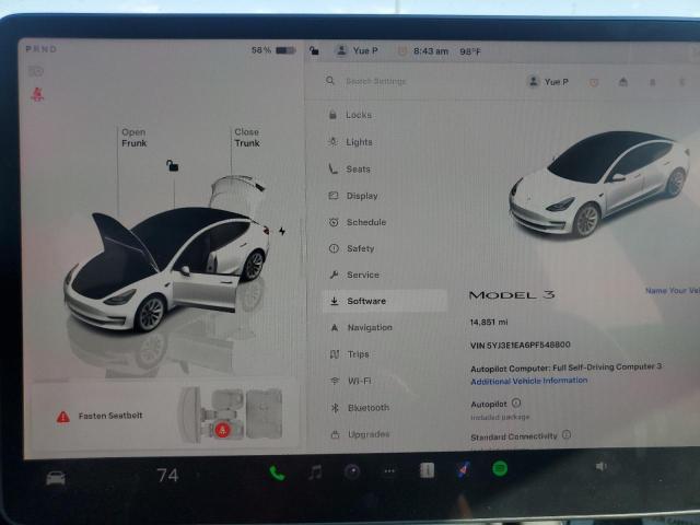 5YJ3E1EA6PF548800 - 2023 TESLA MODEL 3 أبيض صورة 9