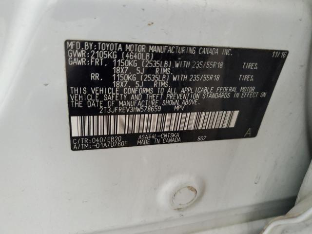 2T3JFREV3HW578659 - 2017 TOYOTA RAV4 SE თეთრი ფოტო 13