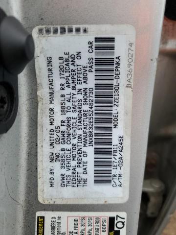 1NXBR32E55Z482730 - 2005 TOYOTA COROLLA CE 银色 照片 12