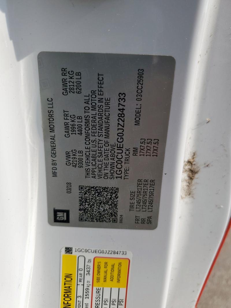 1GC0CUEG0JZ284733 - 2018 CHEVROLET SILVERADO C2500 HEAVY DUTY WHITE photo 12