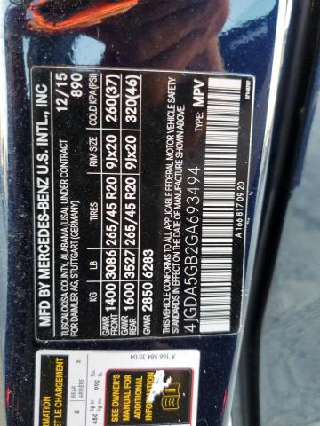 4JGDA5GB2GA693494 - 2016 MERCEDES-BENZ GLE 400 4MATIC BLUE photo 12