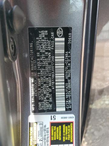 4T1B11HKXJU017346 - 2018 TOYOTA CAMRY L Boz foto 12