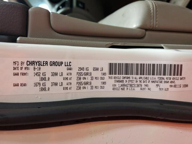 1J4RR4GT9BC513070 - 2011 JEEP GRAND CHER LAREDO Սպիտակ լուսանկար 14