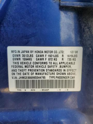 JHMGE88699S044795 - 2009 HONDA FIT SPORT BLUE photo 12