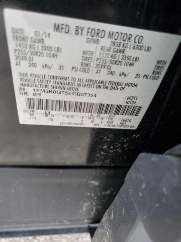 1FM5K8GT5EGB57354 - 2014 FORD EXPLORER SPORT Qara foto 13