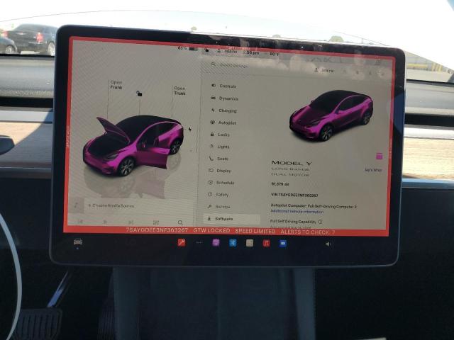 7SAYGDEE3NF363267 - 2022 TESLA MODEL Y 白色 照片 9