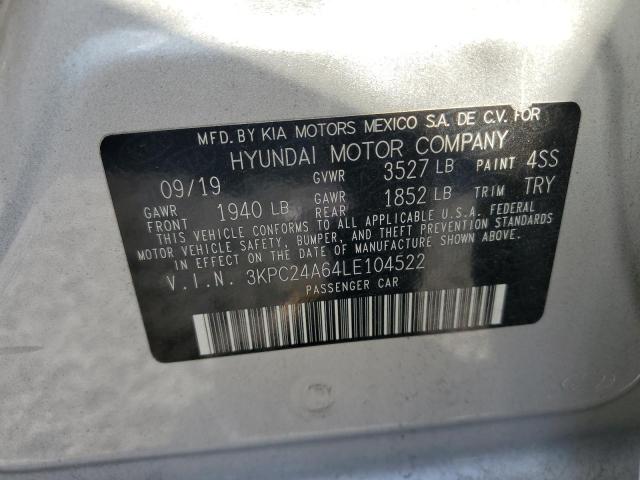 3KPC24A64LE104522 - 2020 HYUNDAI ACCENT SE SILVER photo 13