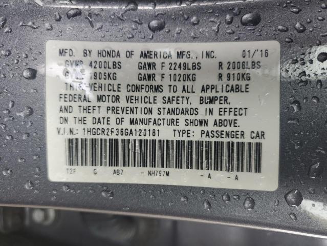 1HGCR2F36GA120181 - 2016 HONDA ACCORD LX 灰色 照片 12