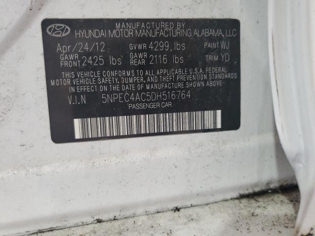 5NPEC4AC5DH516764 - 2013 HYUNDAI SONATA SE WHITE photo 12