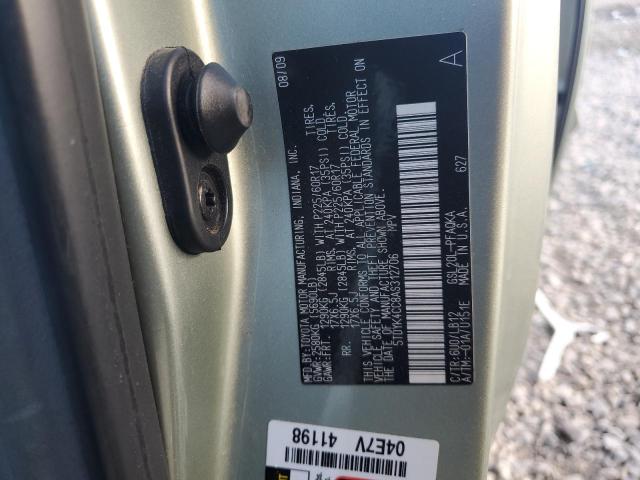 5TDYK4CC8AS312706 - 2010 TOYOTA SIENNA XLE GREEN photo 14