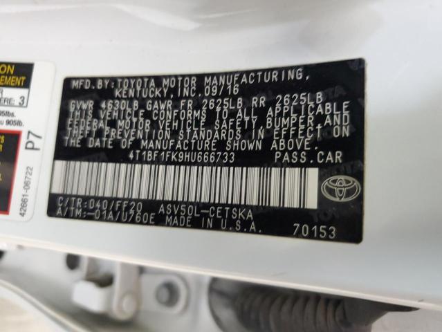 4T1BF1FK9HU666733 - 2017 TOYOTA CAMRY LE WHITE photo 13