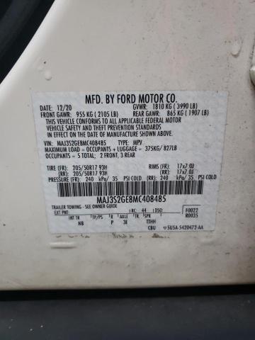 MAJ3S2GE8MC408485 - 2021 FORD ECOSPORT SE Білий фото 13