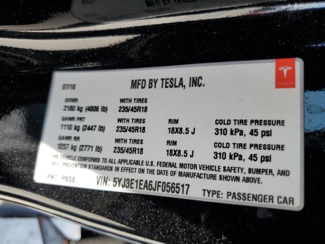 5YJ3E1EA6JF056517 - 2018 TESLA MODEL 3 黑色 照片 13