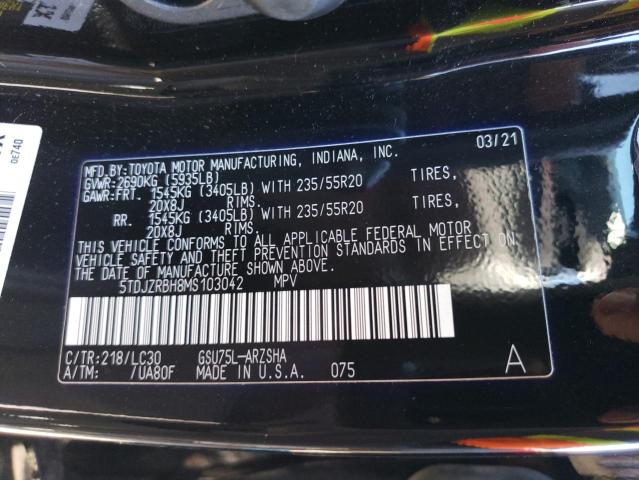 5TDJZRBH8MS103042 - 2021 TOYOTA HIGHLANDER XSE BLACK photo 14