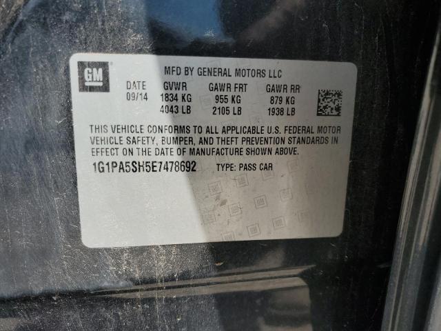 1G1PA5SH5E7478692 - 2014 CHEVROLET CRUZE LS შავი ფოტო 13