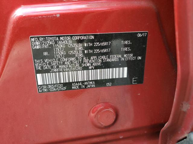 JTMRFREV4HJ165280 - 2017 TOYOTA RAV4 XLE RED photo 12