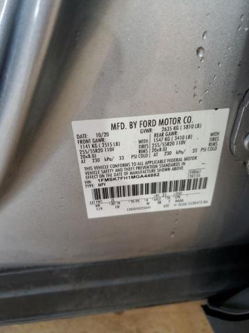 1FMSK7FH1MGA44882 - 2021 FORD EXPLORER LIMITED ვერცხლისფერი ფოტო 13