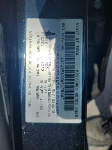 JM1BL1V92C1657457 - 2012 MAZDA 3 S Siyah fotoğraf 12