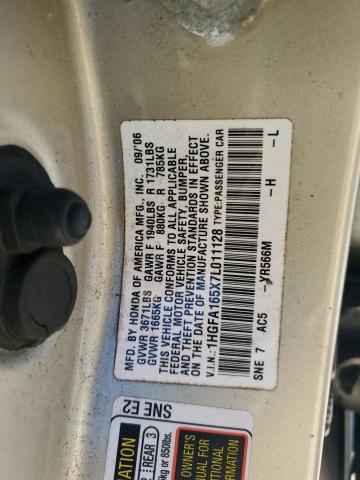 1HGFA165X7L011128 - 2007 HONDA CIVIC LX 米色 照片 12