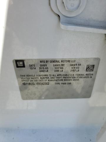 1G11B5SL1FF242362 - 2015 CHEVROLET MALIBU LS 白色 照片 12