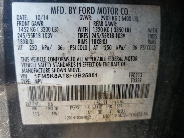 1FM5K8AT8FGB25881 - 2015 FORD EXPLORER POLICE INTERCEPTOR Negro foto 13