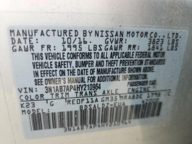 3N1AB7AP4HY210964 - 2017 NISSAN SENTRA S SILVER photo 13