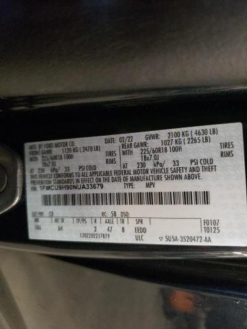 1FMCU9H90NUA33679 - 2022 FORD ESCAPE SEL BLACK photo 14