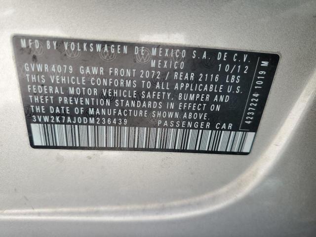 3VW2K7AJ0DM236439 - 2013 VOLKSWAGEN JETTA BASE Qızıl foto 12