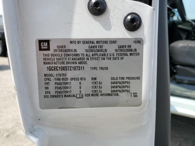 1GCEC19X57Z187311 - 2007 CHEVROLET SILVERADO C1500 CLASSIC თეთრი ფოტო 12