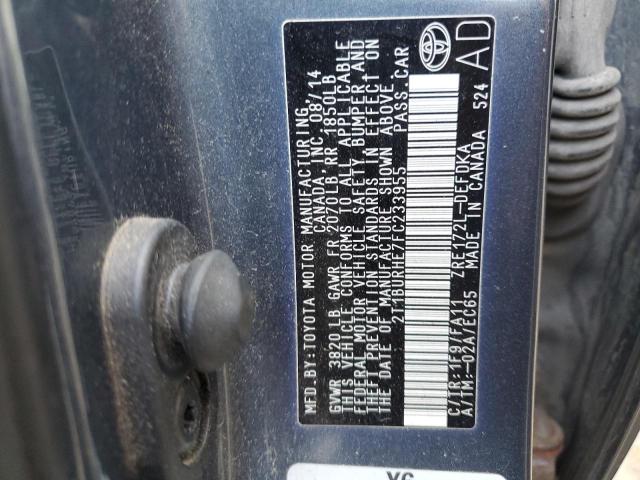 2T1BURHE7FC233955 - 2015 TOYOTA COROLLA L Grau Foto 12