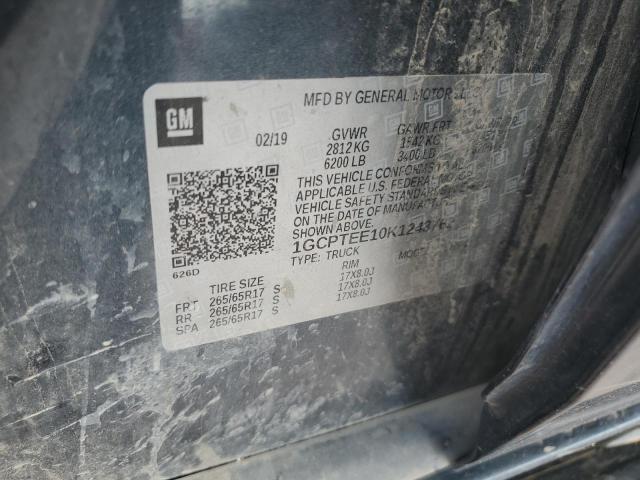 1GCPTEE10K1243762 - 2019 CHEVROLET COLORADO ZR2 CHARCOAL photo 12