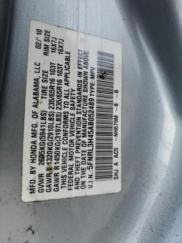 5FNRL3H45AB052489 - 2010 HONDA ODYSSEY EX Серебристый фото 13